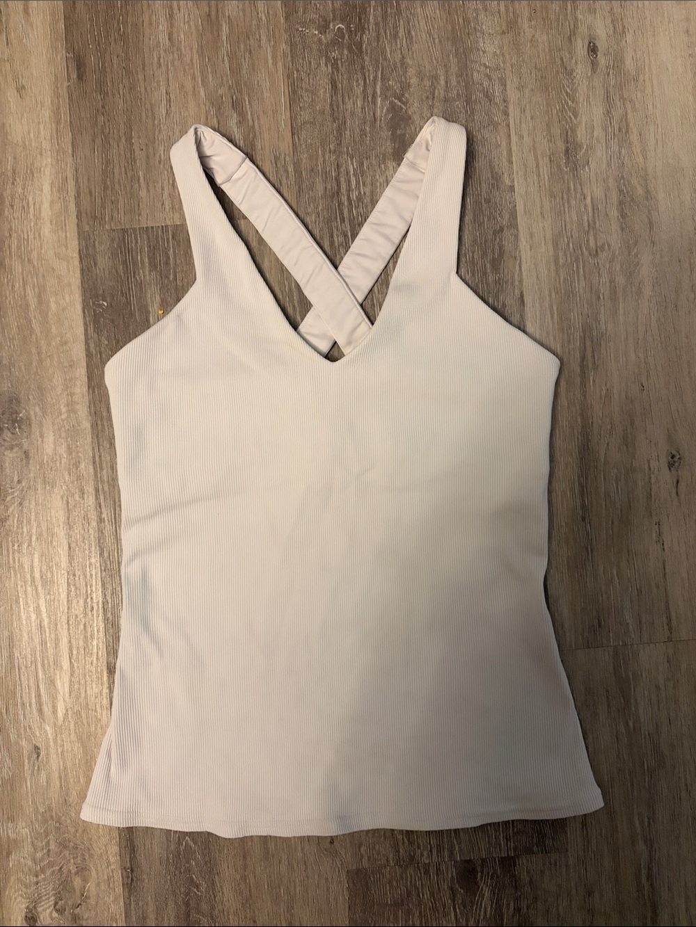 ALO Yoga White Ribbed Cross-Back V-Neck Tank